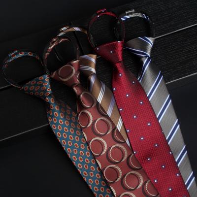 Elbise İş Fermuarlı Kravat Erkek 8Cm Retro Günlük İngiliz Düğün Profesyonel İş Çizgili Rahat Düğümsüz