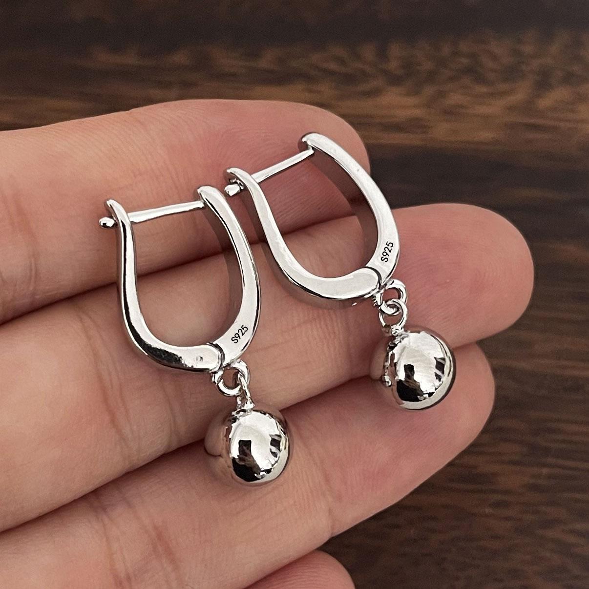 

BF CLUB 925 Sterling Silver Earrings For Women Trendy Simple Retro Ball Earring Jewelry Prevent Allergy Party Accessories