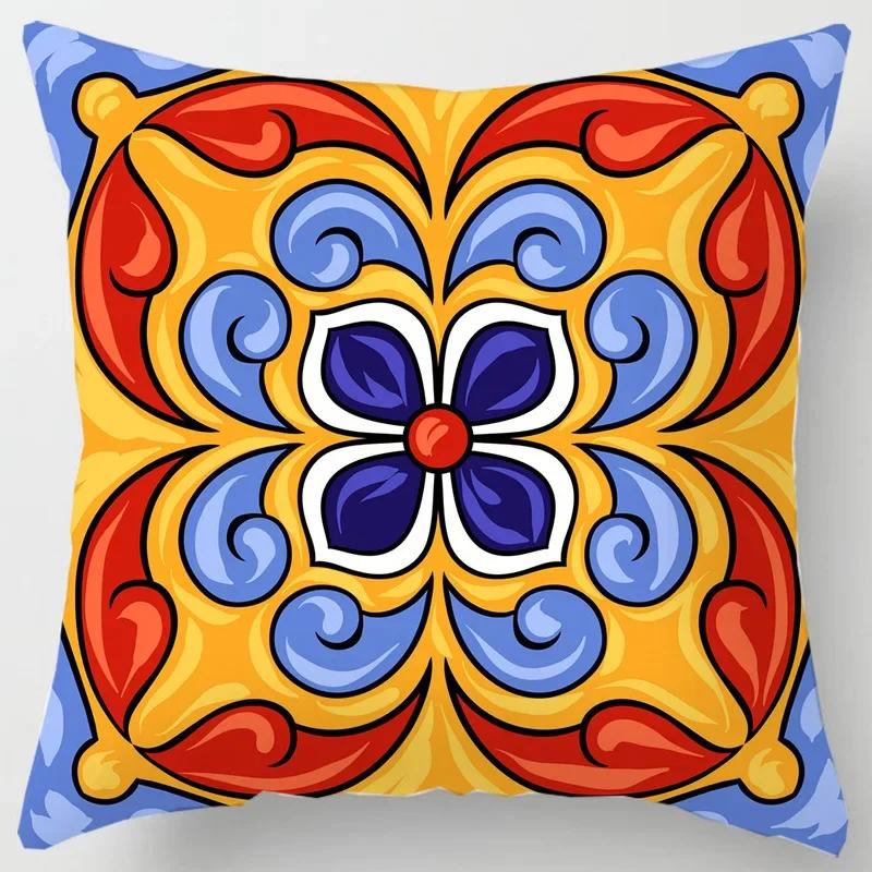 Colorful National Floral Antique Porcelain Print Pillowcase Comfortable Sofa Car Seat Cushion Cover Bohemian Hippie Home Decor