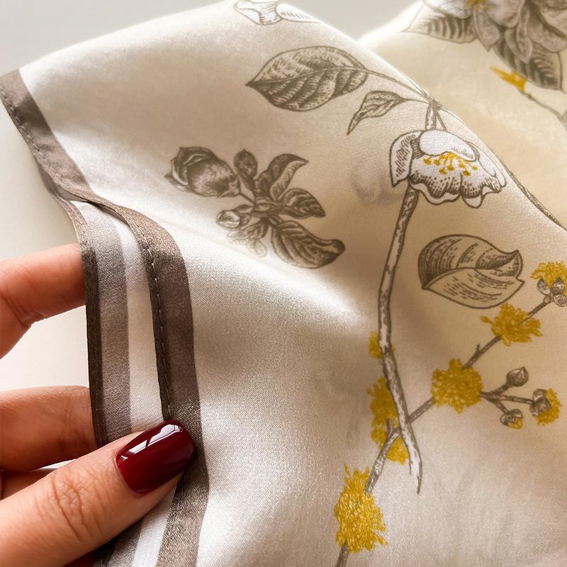 Silk silk mulberry silk small silk scarf large square scarf women's spring and autumn neck professional decoration tulle scarf scarf