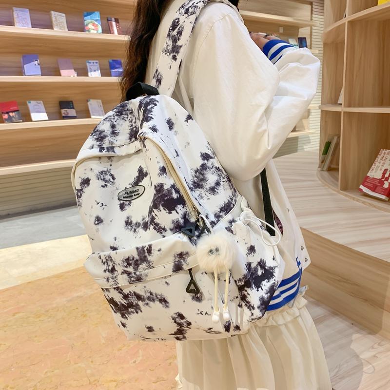 Female Print Schoolbag Student Tie-Dye Backpack Large Capacity Backpack for Junior High School