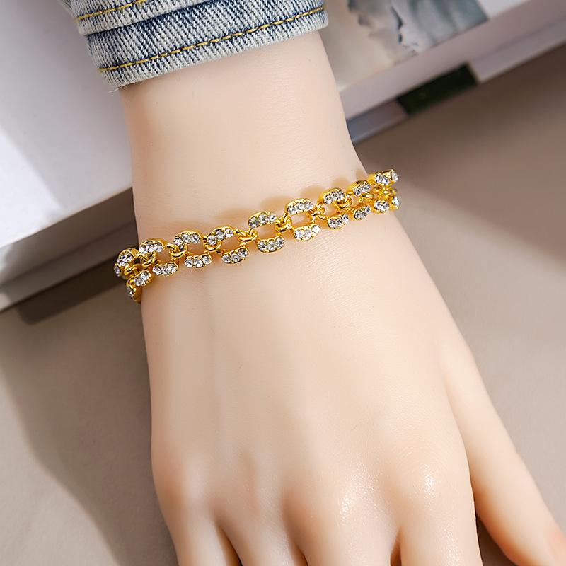 Personalized Geometric Diamond Bracelet Fashion Roman Style Full Diamond Bracelet Everything Temperament Bracelet