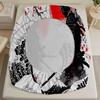 Japanese Samurai Print Fitted Sheet Set 100% Polyester Microfiber Mattress Covers Breathable Bedding Set With 2 Pillowcases
