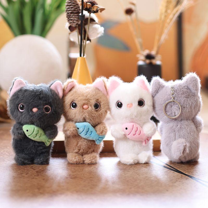 Plush Cat Keychain With Pp Cotton Filling For Bag Decoration And Gift Idea