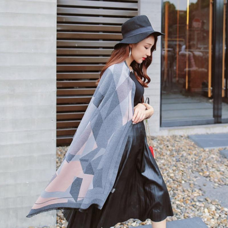 Autumn and winter versatile large shawl new dual-purpose warm student long thickened scarf women's winter