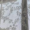White Lace Voile Curtains with Florals Embroidery Pulling Curtain for Bedroom and Living Room 150cm