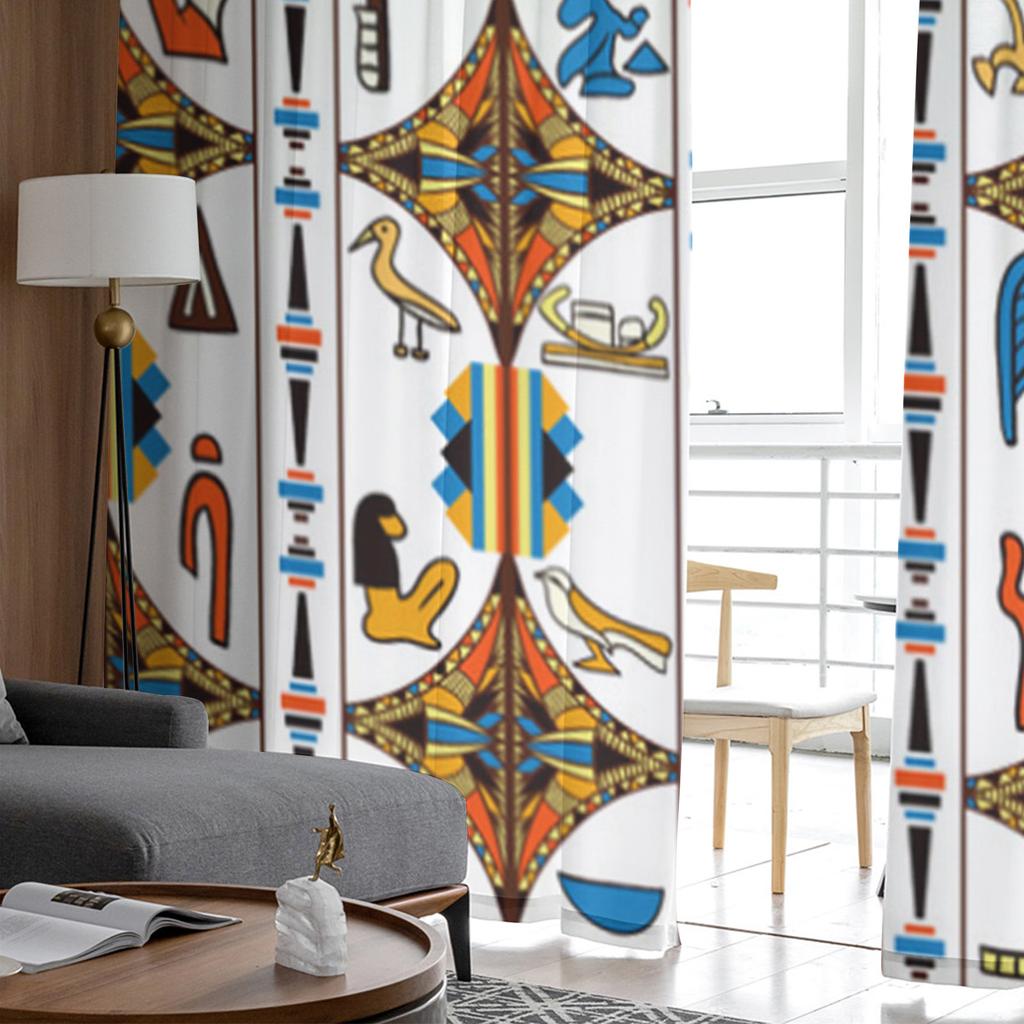 Egyptisk Kulturell Geometri Skira Gardiner För Vardagsrum Sovrum Tyllgardiner Köksfönsterbehandlingar Panel Draperier