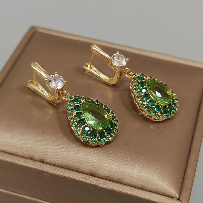 Luxus Party Ohrringe für Frauen 2023 Neue Mode Grün Zirkonia Tropfen Ohrring Hochzeit Engagement Schmuck Zubehör