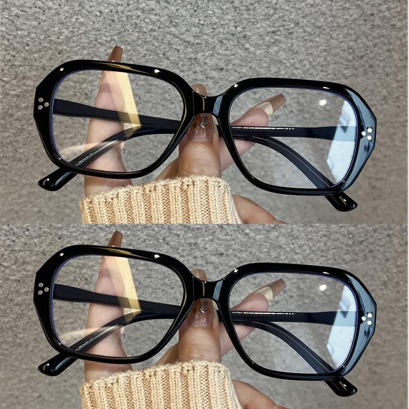 2Pcs Retro Oval Big Frame Glasses Women'S Anti Blue Light Glasses Fashion Style Leopard Print Eyeglasses Frame