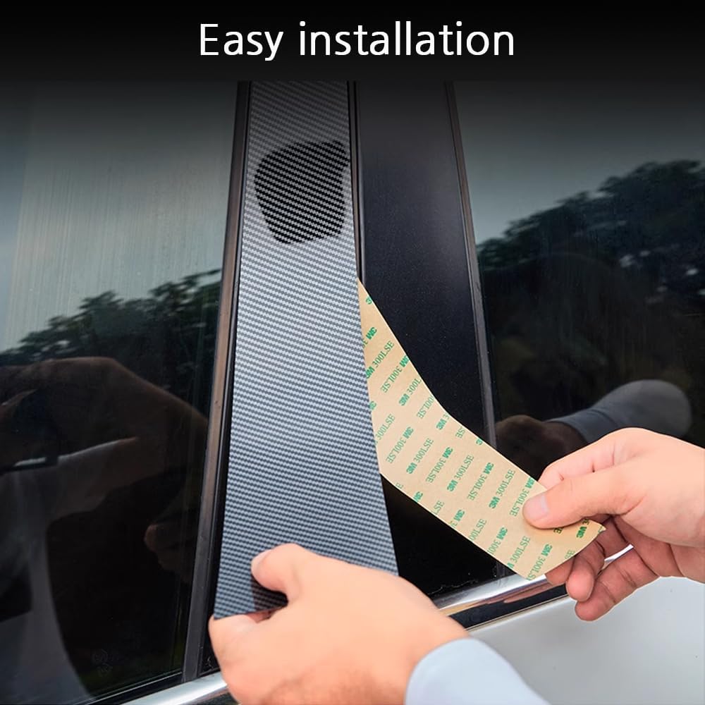 8pcs Carbon Fiber Pattern Vehicle Specific Fit Plastic Car Window Pillar Stickers for VW Passat (2011-2018) Window Surface, Protects Center Pillar,