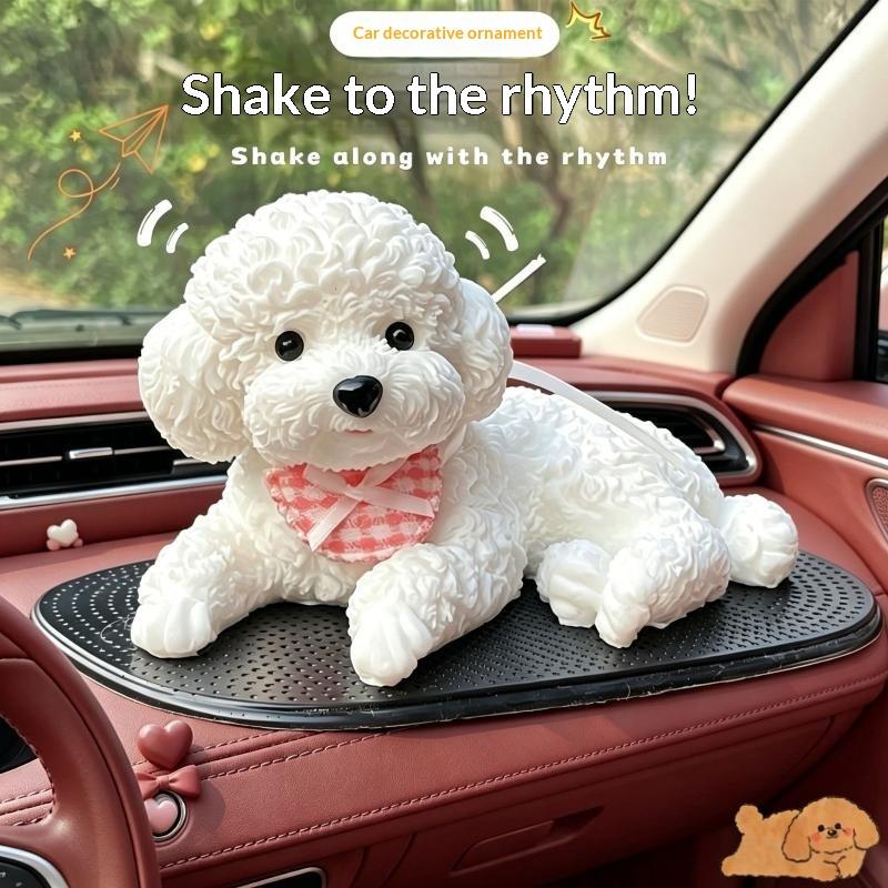 Lifelike Cute Lying Teddy Puppy Statue Solid Dog Model Ornament Creative Car Dashboard Decor for Car Home Desktop Gift Giving