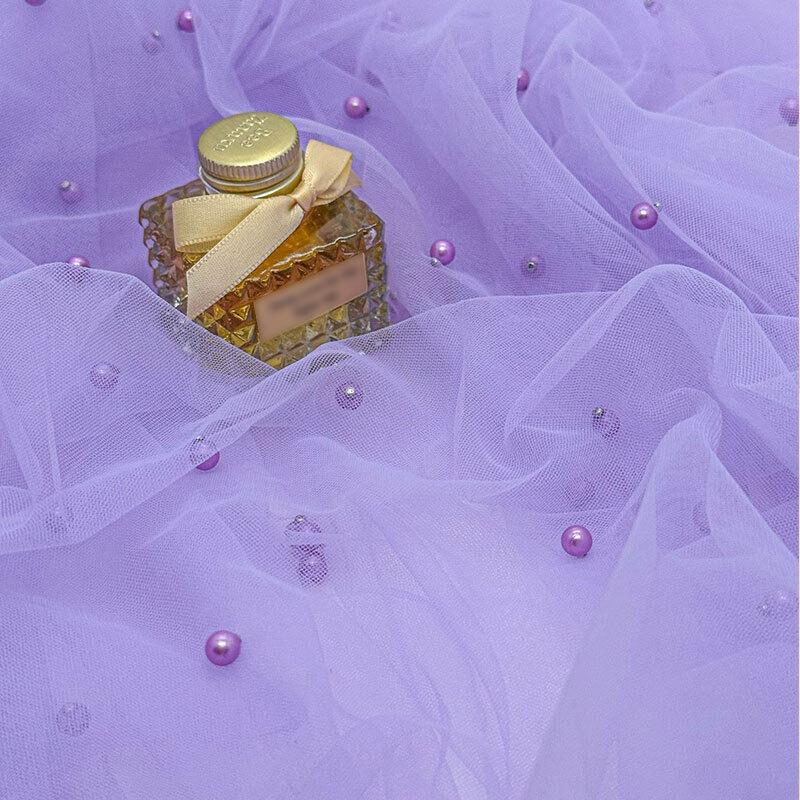 150cm Pearl Mesh Soft Tulle Mesh Fabric for Wedding Dress Party Material DIY Sewing Craft Dress Supplies Dining Table Decoration