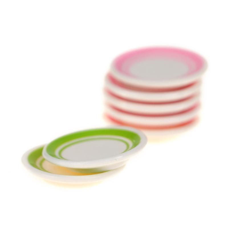 5Pcs/Bag 1:12 Dollhouse Miniature Colorful Plate Dishes Kitchen Accessories Toys