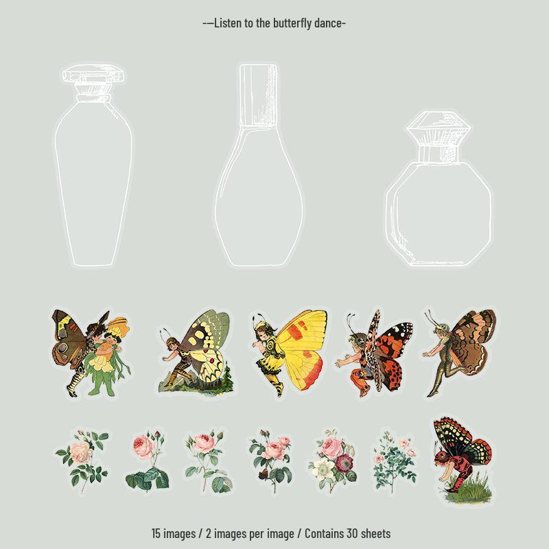 Beautiful Day Collage Sticker Pack - Forest Secret Language Series, 30 DIY Sheets, 8 Unique Styles