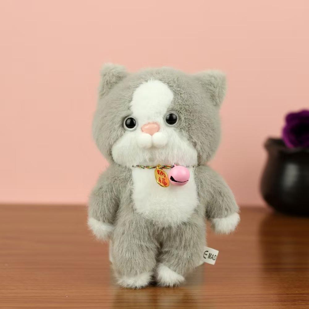 Fluffy Cat  Plush Bag Pendant Girl Heart Stuffed Kitten Keyring  Hanging Accessory