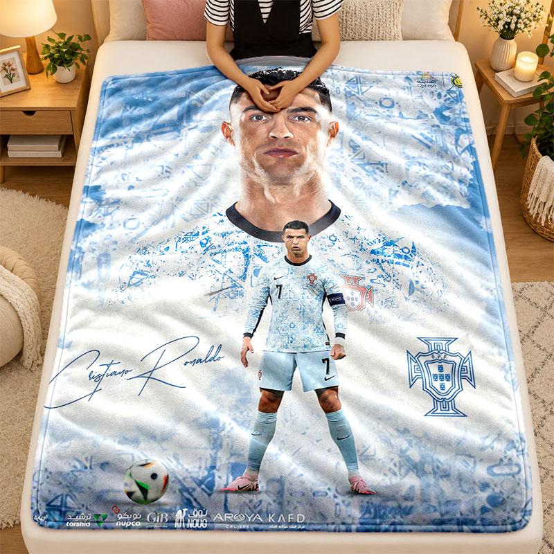 Koc Flanelowy Cristiano Ronaldo Ciepły Miękki Koc Rzutowy do Użytku Wewnętrznego Sofa Łóżko Salon