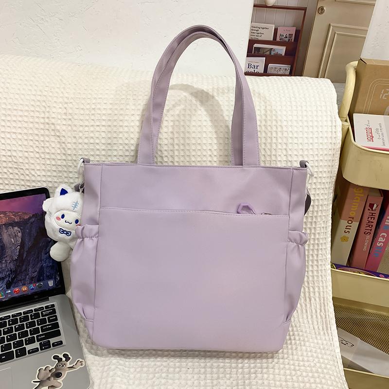 Student Handbag Women Color Block Crossbody Bag Large Capacity Classes Book Shoulder Bag with Coin Purse