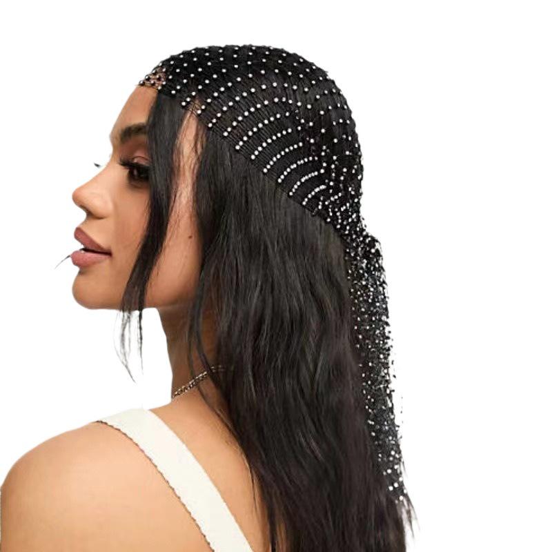 Shimmering Rhinestone Fishnet Hat: Handmade, Hollow Design for Parties