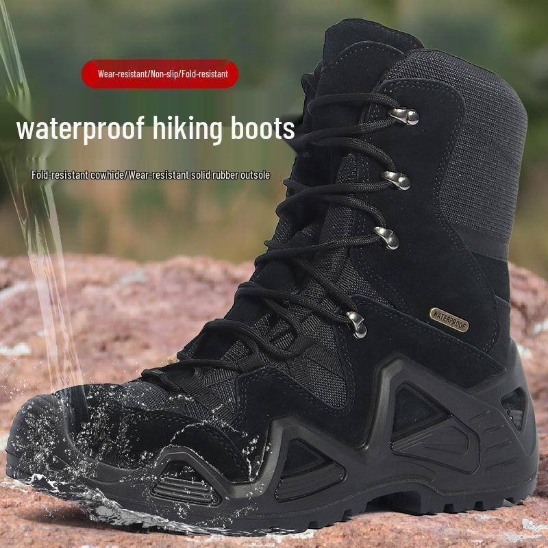 US Army Desert Waterproof Anti-Stab Combat Boots - Non-Slip Tactical Hiking & Mountaineering Shoes for Spring & Autumn