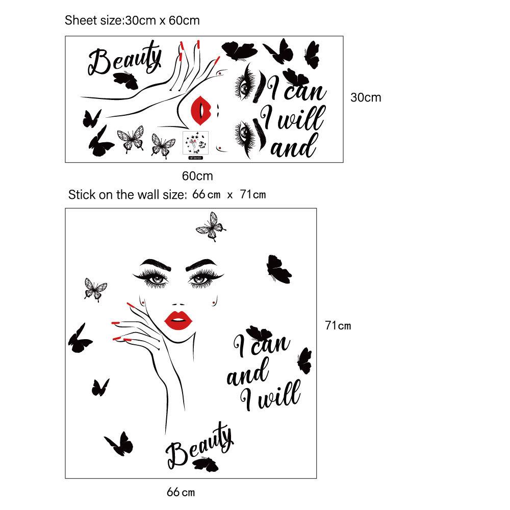 DIY Butterfly Wall Art Decals Waterproof Self-Adhesive PVC Stickers for Lash Beauty Salon Shop Wall Decor