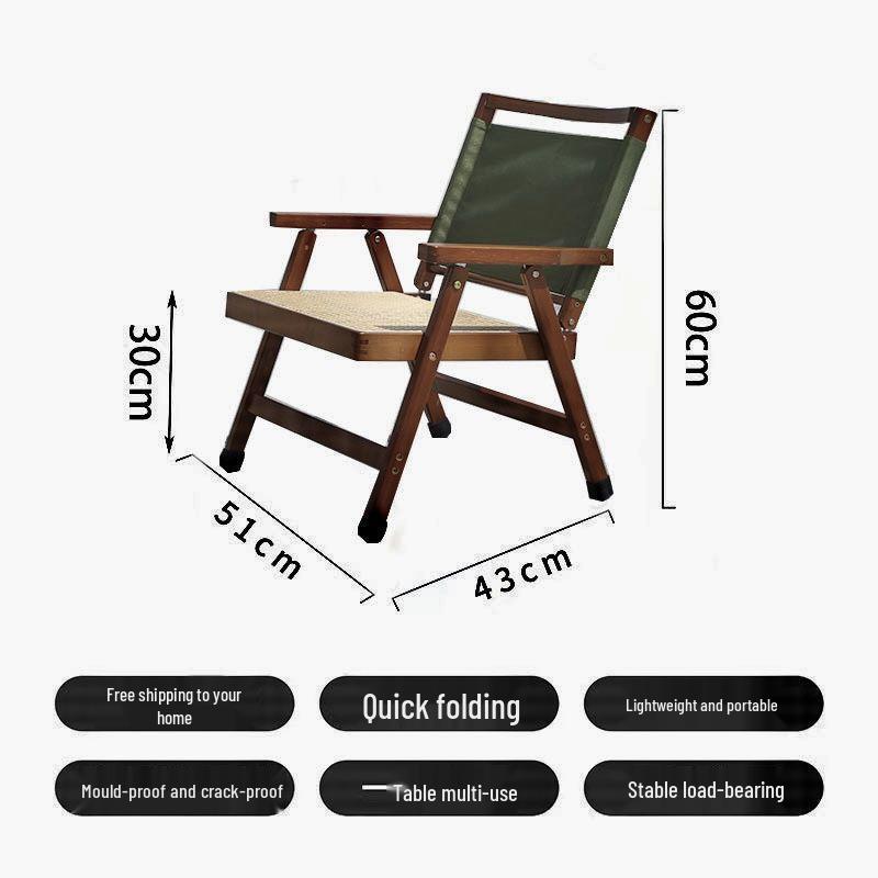 Portable Foldable Rattan Chair for Outdoor Picnic, Camping, Beach, Fishing & Travel
