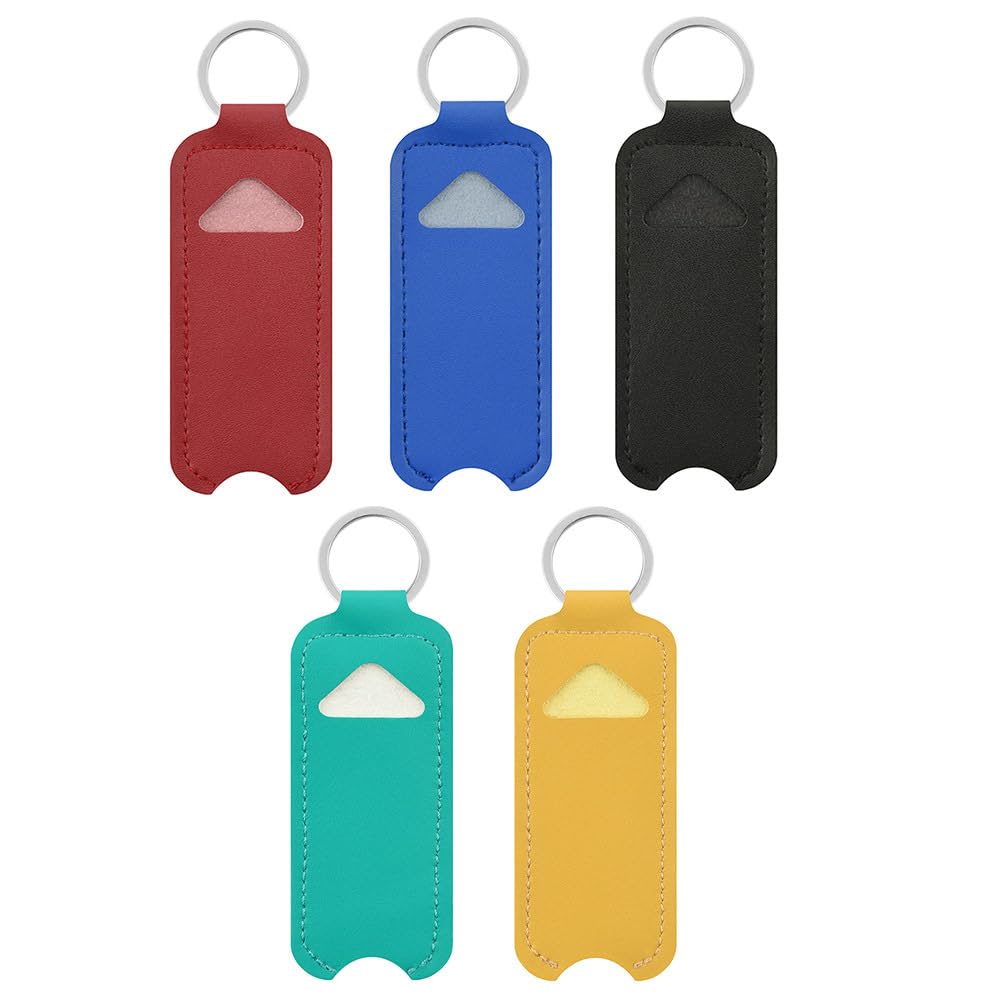 

FOMIYES Lip Balm Keychain, Holds 5 Lipsticks, Lightweight and Compact Portable Lipstick Case, Made of PU Leather, Convenient for Travel and Everyday