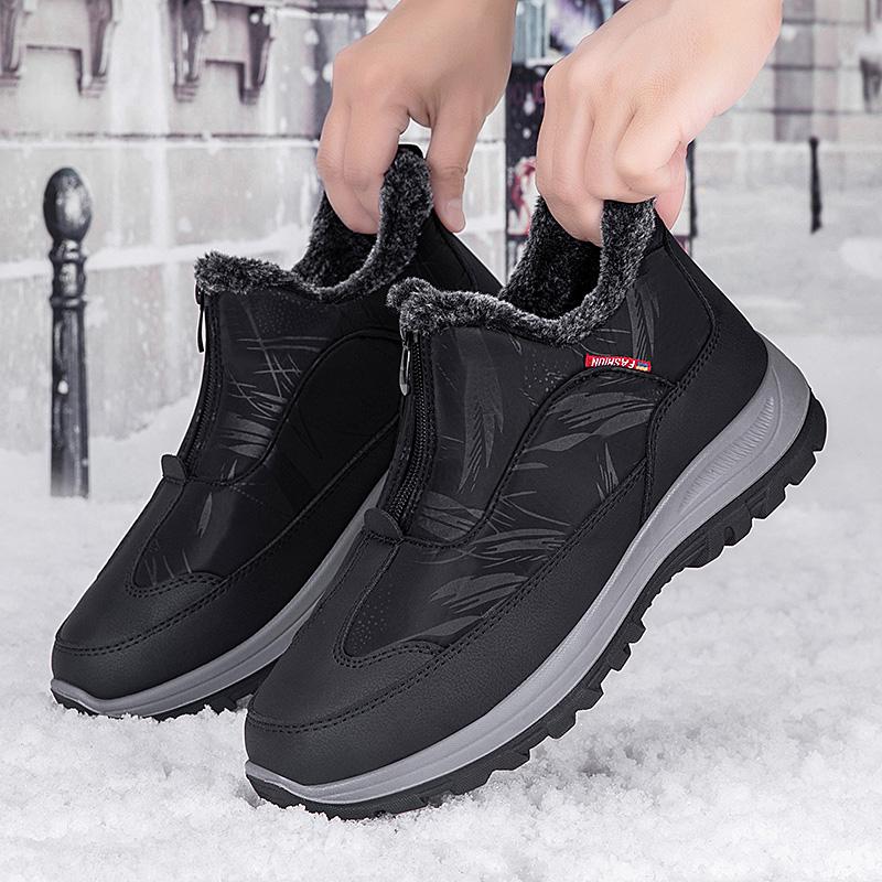Módní zimní sněhule pánské ležérní nazouvací kotníkové boty teplé s kožešinou pohodlné tenisky protiskluzové boty pánská obuv Zapatos Hombre2024