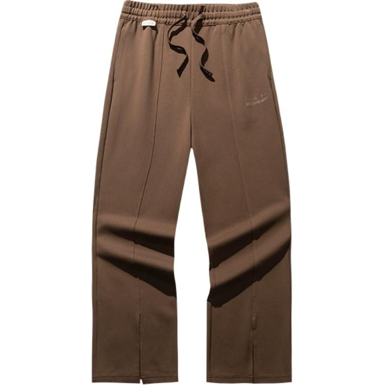 Anta Comfortable Casual Simple High-Waisted Straight Loose Knit Sports Pants Women Bottoms Cappuccino-Brown 162518307-1