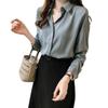 Women Shirt  Long Sleeve V-neck Leisure Office Blouse Solid Color Simple Chiffon Shirt Female Tops Blusas