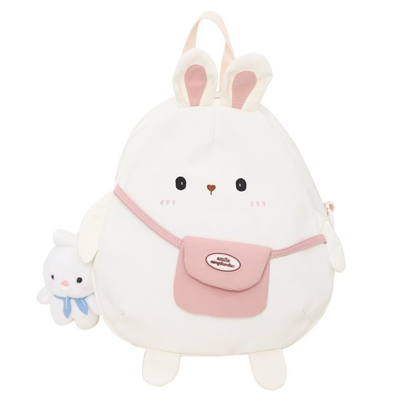 Children's Cartoon Backpack Women 2024 New Style Rabbit Primary School Students Cute Canvas Schoolbag