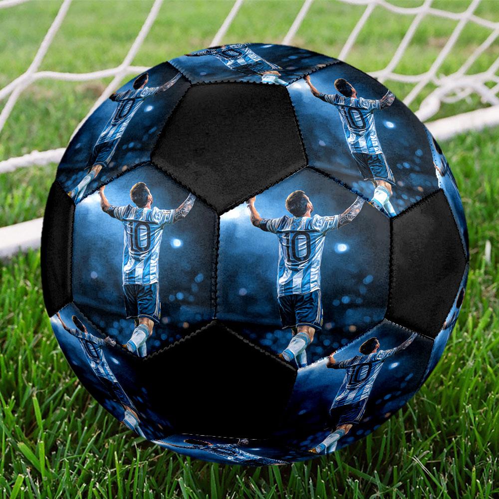 Leo10 Printed Size 5 Soccer Ball, Machine-Stitched PVC, Durable & High Bounce, All Ages Fit, fan merchandise, matches & outdoor use.