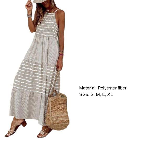 Women Dress Loose Breathable Women Unfading Long Sling Dress for Party