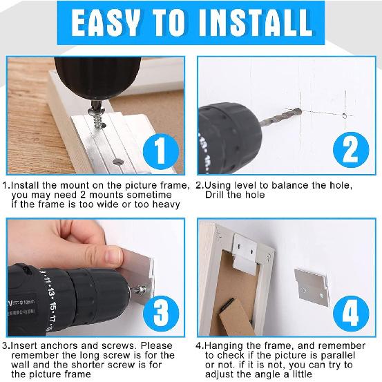 Therwen 40 Pcs French Cleat Picture Hanger Kit Heavy Duty Mirror Wall Mounting Brackets Z Clip Mirror Hanging Hardware Aluminum Hanger Supports (2