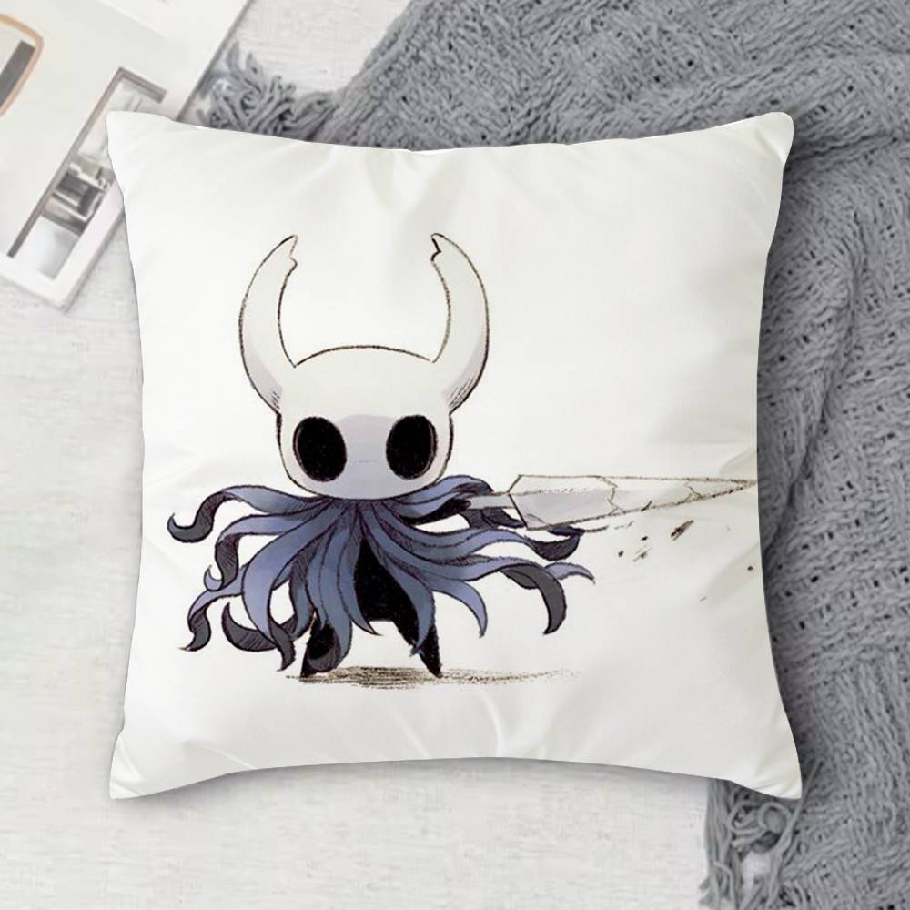 H-Hollow Knight Doppelseitig Bedruckte Quadratische Dekorative Kissenhülle Für Sofa Wohnzimmer Heimdekoration Peach skin 18*18(CM)-1Pcs