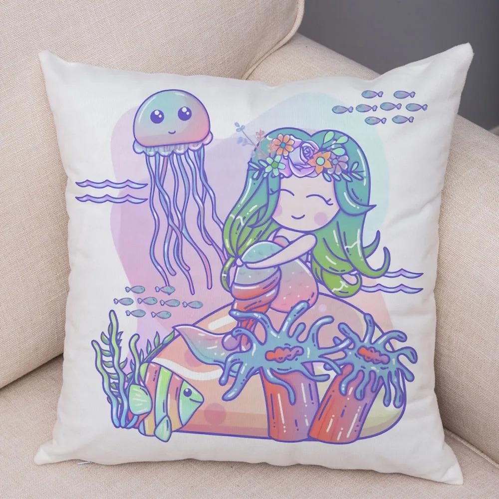 

Taie d Oreiller Décorative en Forme de Sirène Mignonne, Ornements de Bureau, de Salon, de Maison 60x60cm