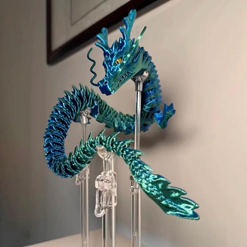 Funny 30Cm 3D Printed Dragon Model Movable Joint Fidget Rotatable Articulated Office Desktop Ornament Adults Kid Gift