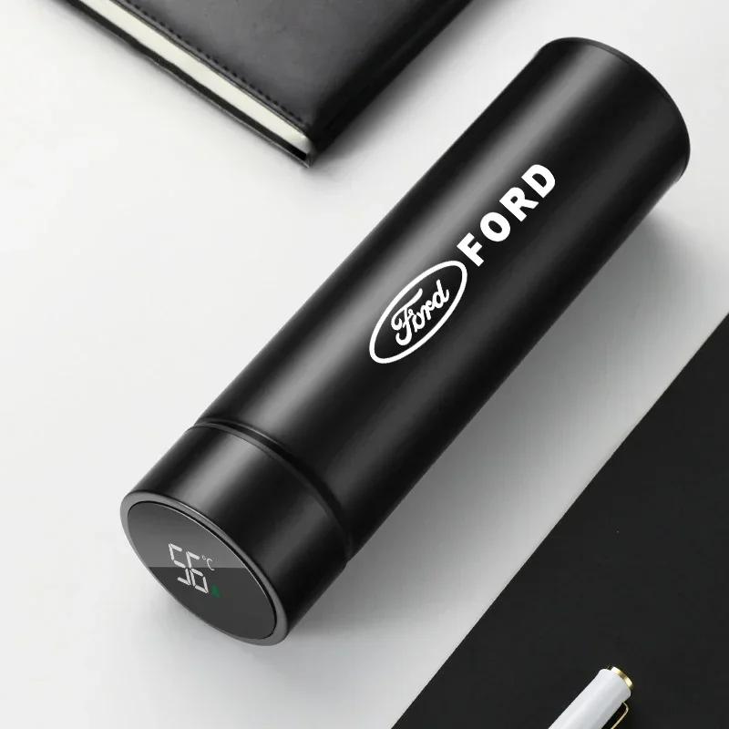 

New 2026 Car Sticker For Ford Smart Insulation Cup Thermos Cup Water Bottle Led Digital Temperature Display For Ford Focus mk2 m