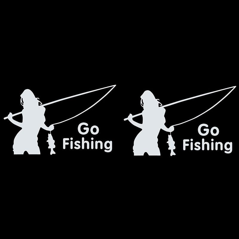 Metvi Sticker Pretty Girl GO FISHING Car Sticker Waterproof Vinyl Stickers Hobbies Auto Products