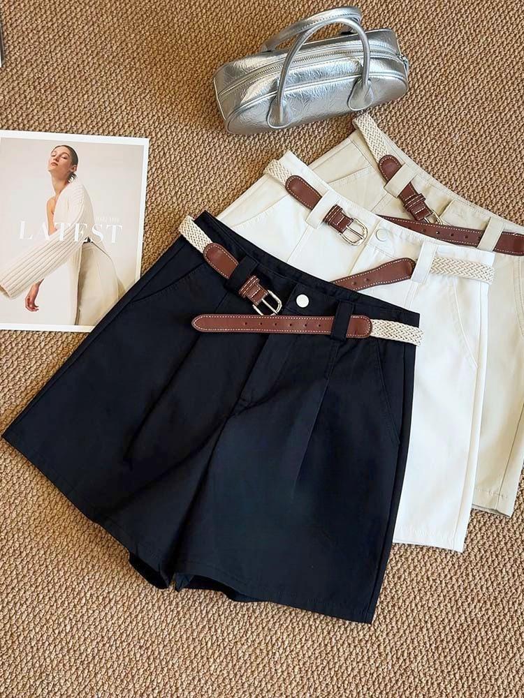 

Рекомендуемые хлопковые шорты с поясом и высокой посадкой - Утягивающие, Универсальные, Широкие, Повседневный байкерский стиль для лета XL