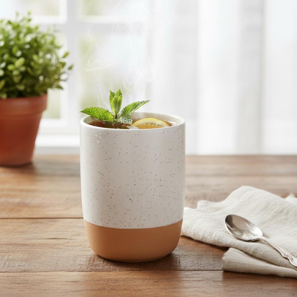 Kubek Ceramiczny do Kawy Herbaty Napojów Ciepłych Zimnych Biały 340 ml