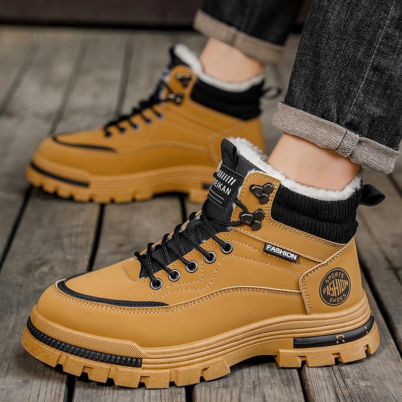 Men's Casual Winter Slip-resistant Fashion High Top Work Shoes Plus Size Outdoor Comfort Shoe Wear-resistant Thicken Cotton Shoe