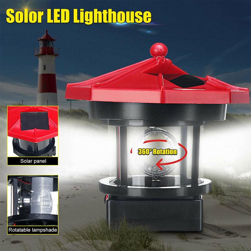 1 Stück LED Solar Drehender Leuchtturm Außen Wasserdicht Garten Villa Hof Dekoration Induktionslandschaftslicht