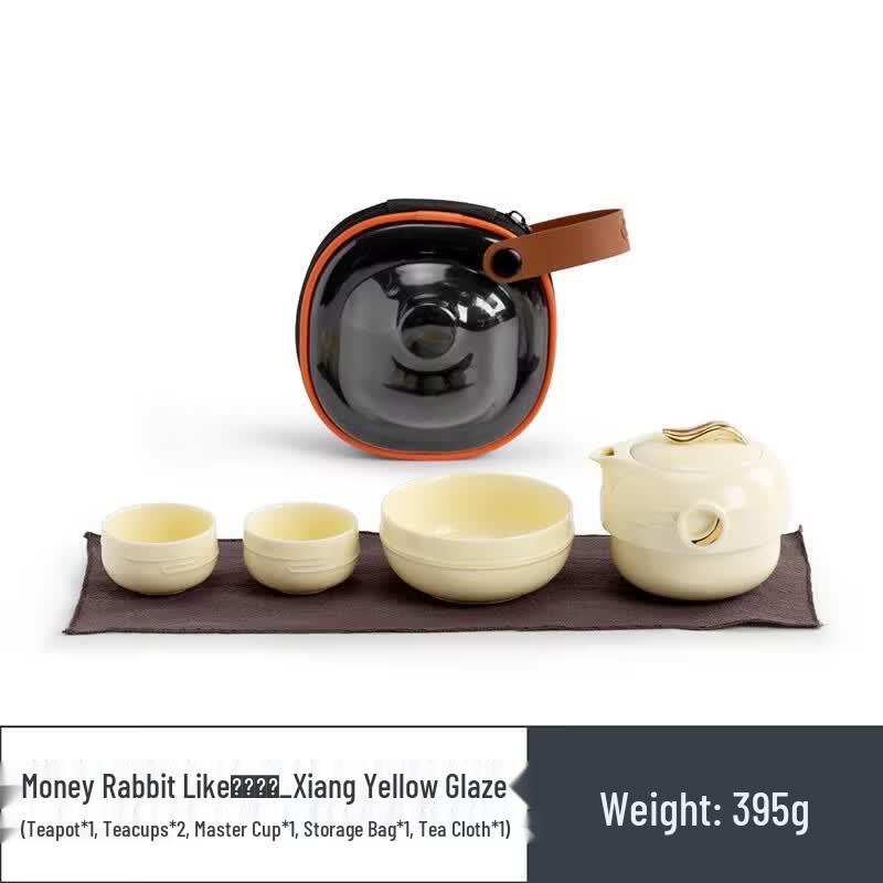 Nanshan Mr. Prosperity Rabbit Portable Ceramic Travel Tea Set Prosperity Rabbit Quick Cup