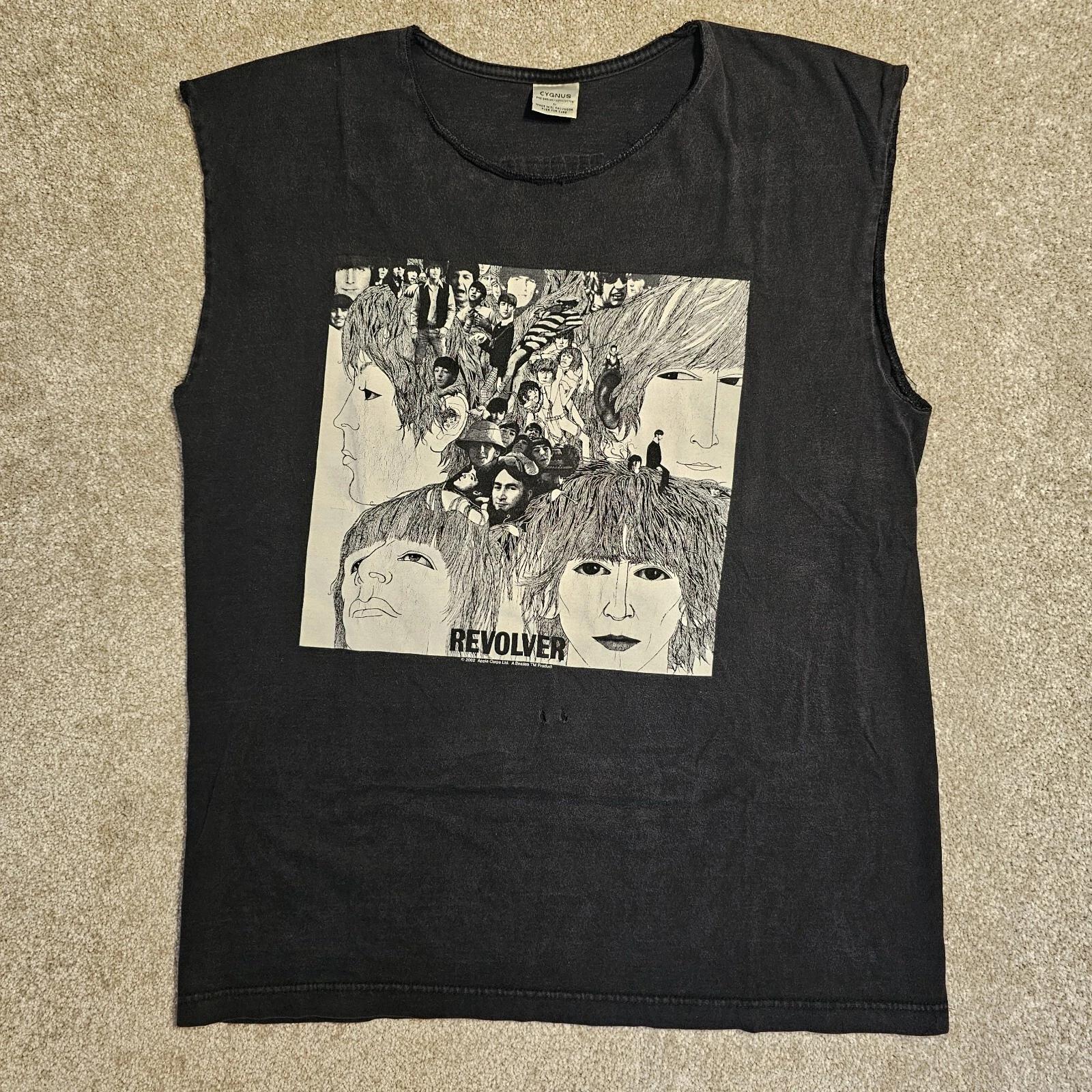 Y2k Beatles Revolver Cover Apple T-shirt Mens L Black Sleeveless Official Grunge M