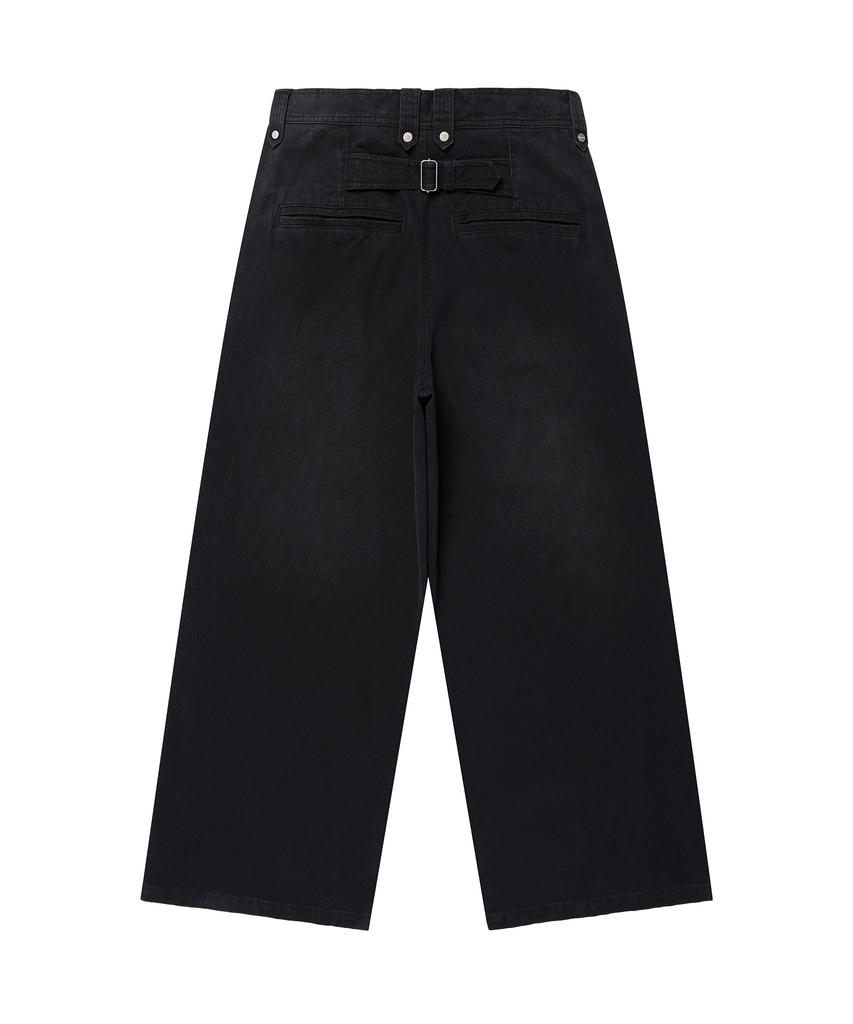 THEVINYLHOUSE Sag Wide Belted Pants Black