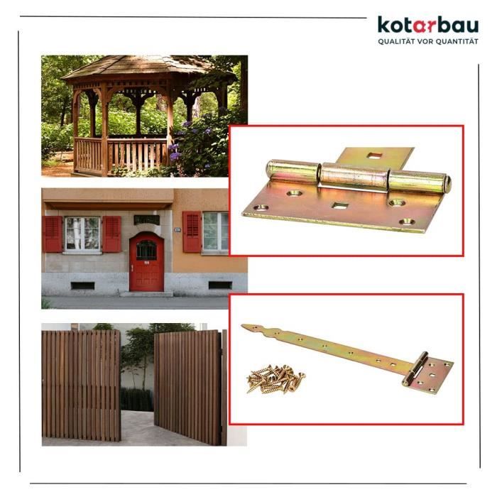 Charnière en T Décorative 350 mm Galvanisé Jaune - KOTARBAU®