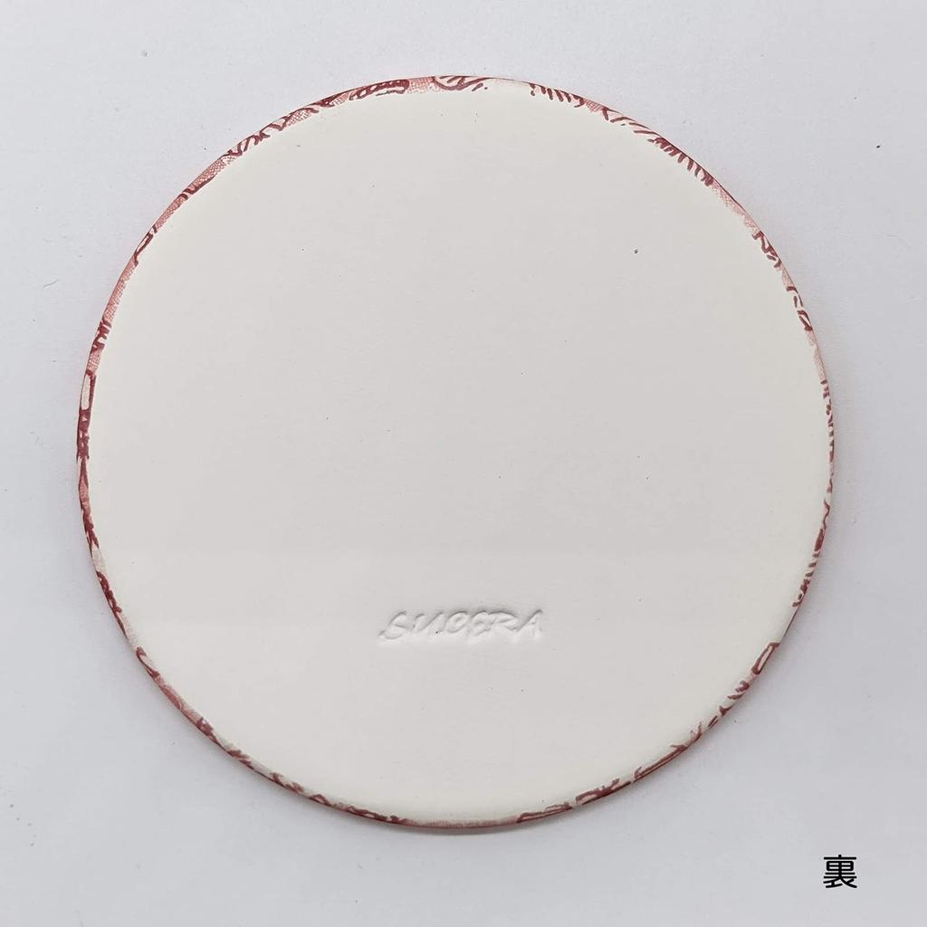 Mino Ware [Suusera] Water-Absorbent Ceramic Coaster, Approx. 10cm Diameter, Red, Stylish, Made In Japan, 458-0722