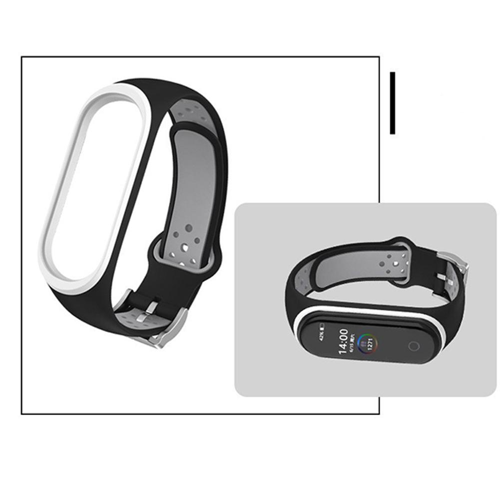 Double Color Round Holes Watch Band with Buckle Wrist Strap Replacement WristBand for XIAOMI MI Band 4