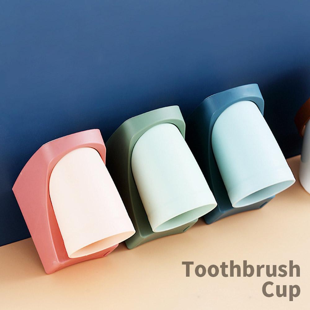 Toothbrush Cup Holder Toothpaste Holder Wall Mount with Self-draining Design & Magnetic Cup Space Saver & Easy Installation