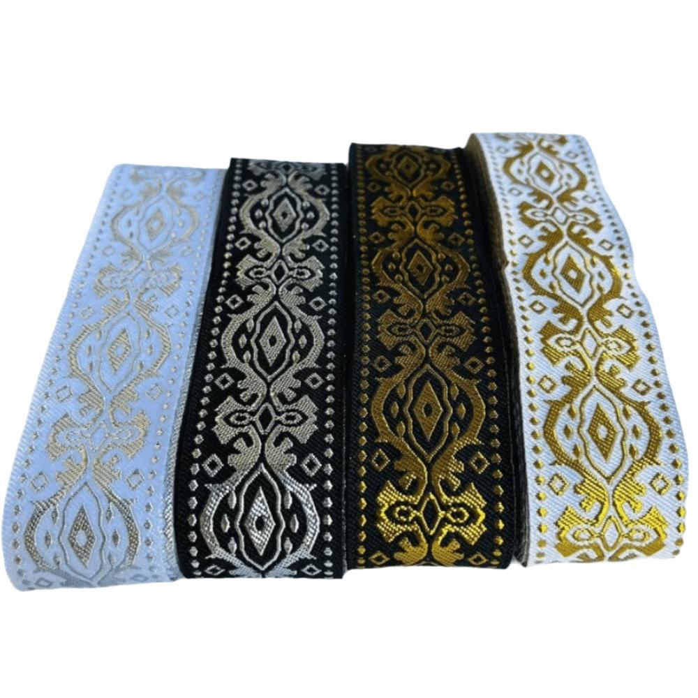 Silver Glitter Embroidery Ribbon Trim Traditional Chinese Pattern Boho Floral Fabric Ribbon Trim Vintage Ethnic Spun Silver